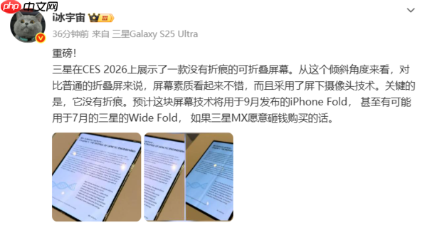 三星无折痕屏幕亮相CES 苹果、三星新机有望率先搭载