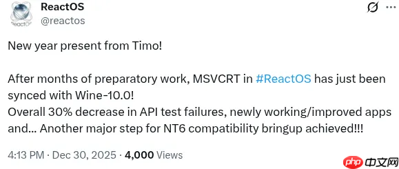 “开源 Windows” ReactOS 向兼容 Windows NT6 迈出关键一步