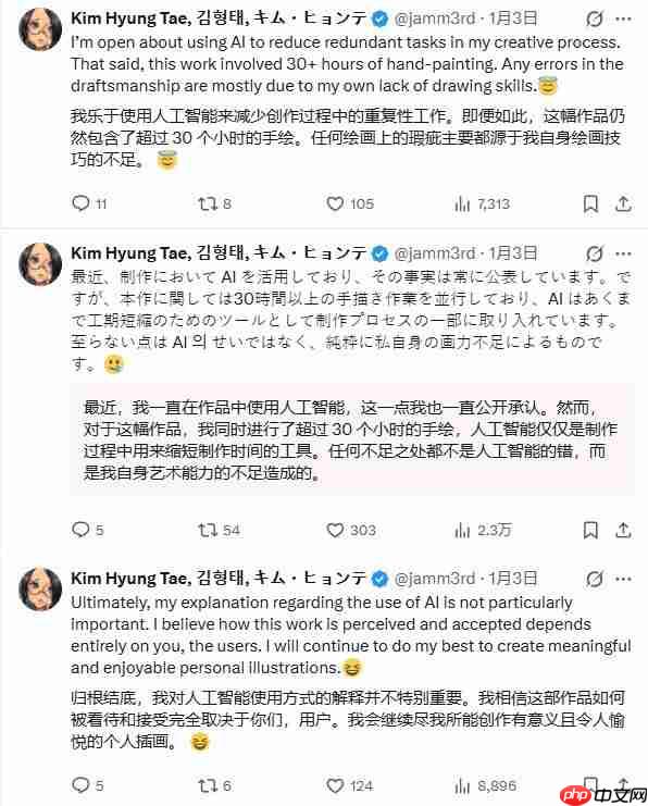 《剑星》制作人金亨泰30小时手绘马年贺图陷AI争议