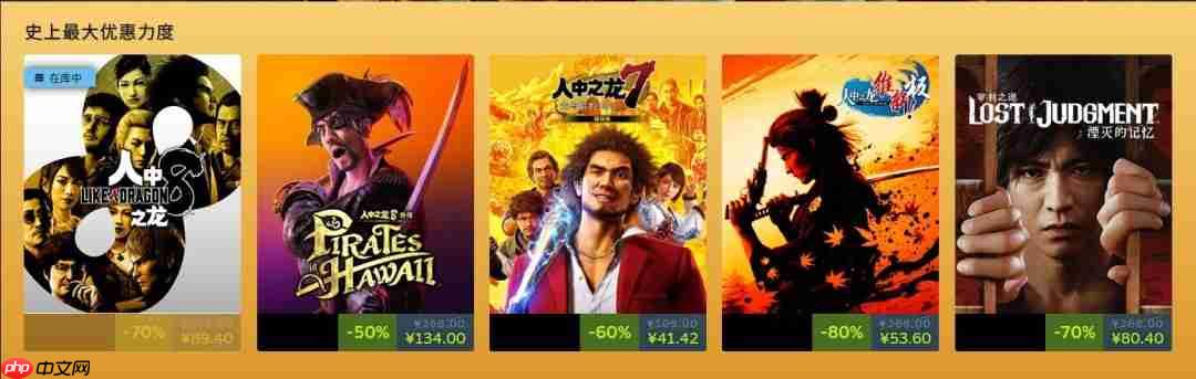 80%off！ 《如龙》系列开启20周年特别促销
