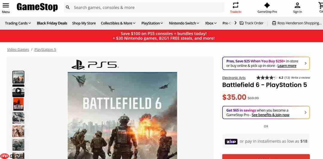 黑五大促销 《战地6》主机版已降价到35美元