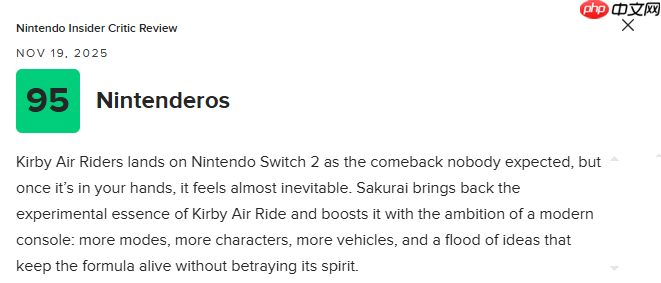 《星之卡比：空中骑士》M站均分78分：对原作理念的极致发挥