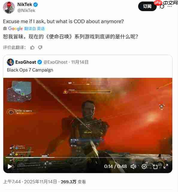 国外玩家质疑《黑色行动7》战役：这还是COD吗？