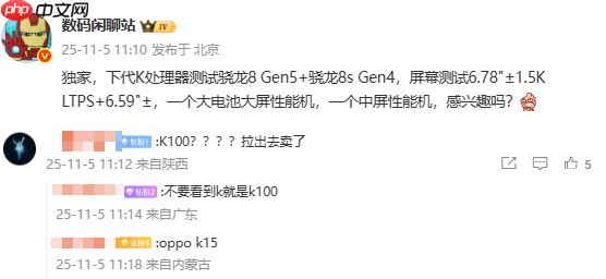 疑似OPPO K15系列配置曝光：1.5K屏+第五代骁龙8