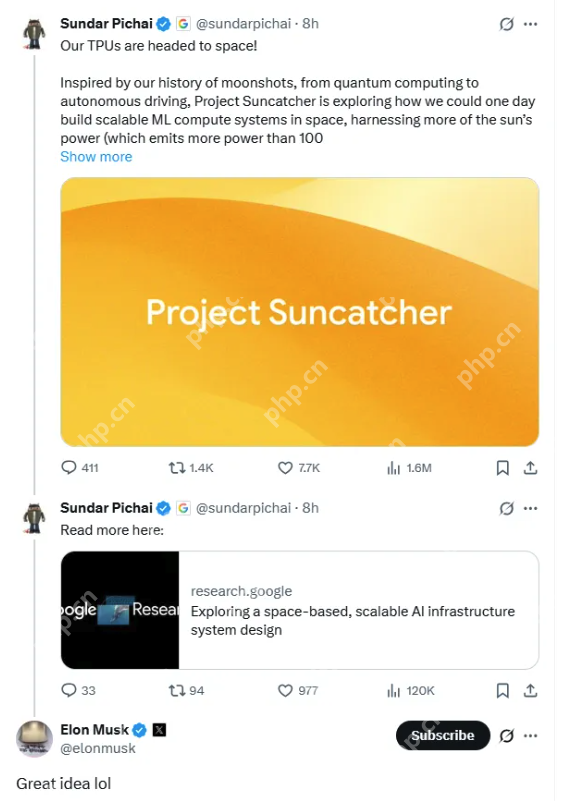 谷歌新“登月计划”曝光：要把TPU数据中心搬上太空 - php中文网