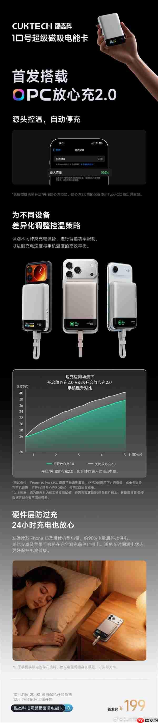 199元！酷态科10号超级磁吸电能卡发布：支持小米55W、iPhone 40W有线