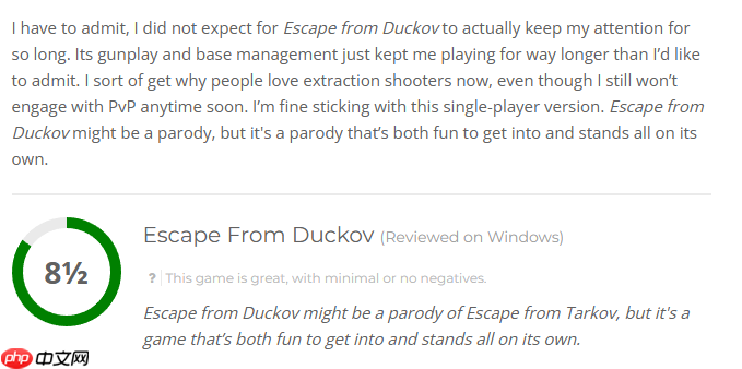 《逃离鸭科夫》M站均分74：价格亲民玩法重复性高！