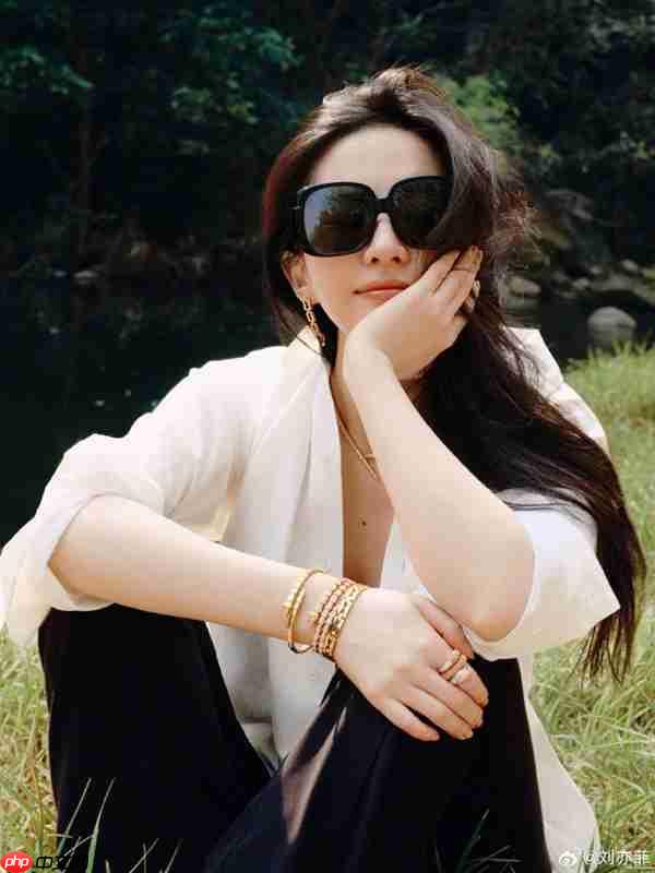刘亦菲开智界R7国庆自驾游 白衬衫黑吊带松弛感拉满
