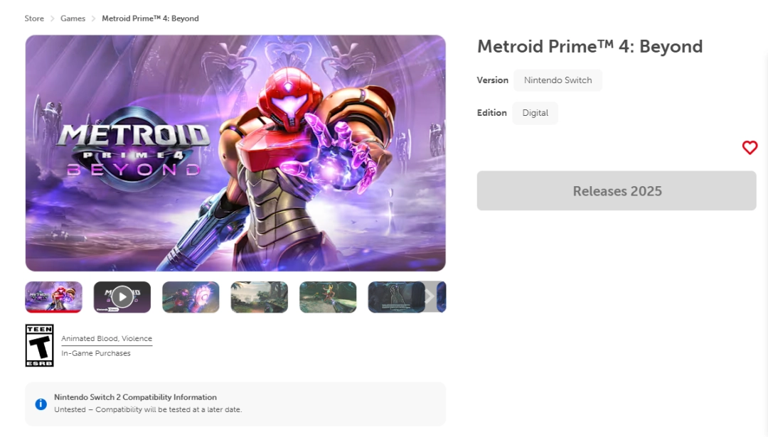 《银河战士Prime 4》获得ESRB评级 或将公布发售日期