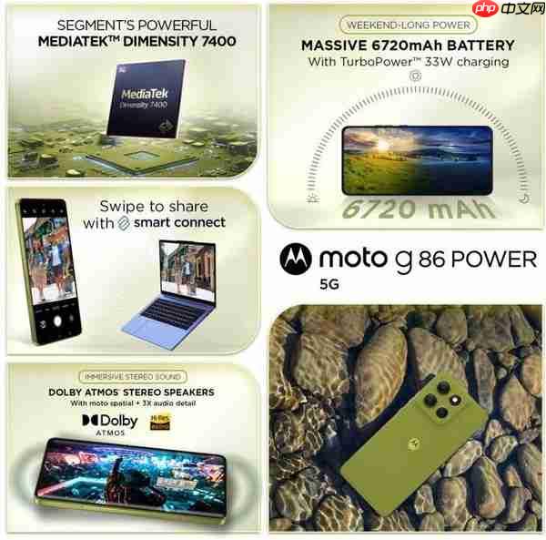 摩托罗拉发布G86 Power：搭载天玑7400与6720mAh电池