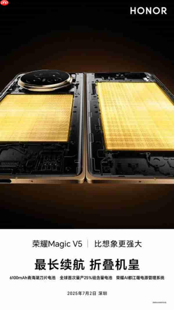 荣耀Magic V5续航测试出炉：超越所有大折叠排第一