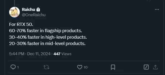 英伟达 RTX 50 系列显卡性能曝光:5090 旗舰级性能最高增幅 70%