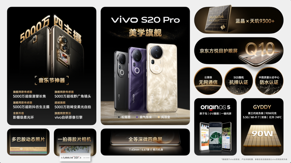 vivo S20 Pro发布：搭载IMX882大底传感器，售价3399元起