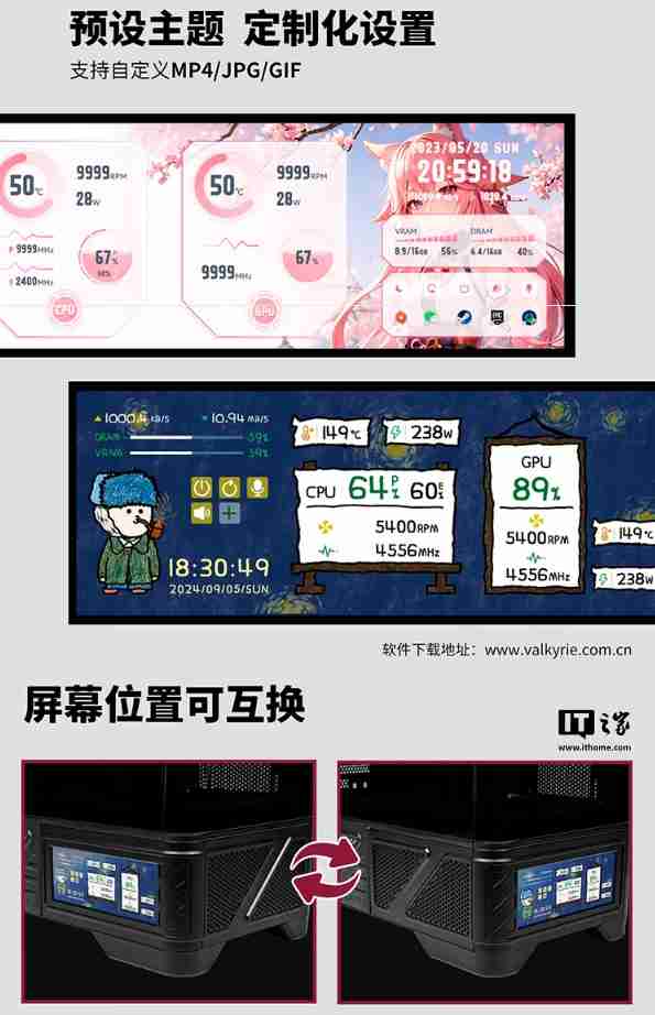 瓦尔基里台式电脑机箱 VK03-M 开启预售：6.2 英寸触摸屏、9 风扇位，首发 299 元