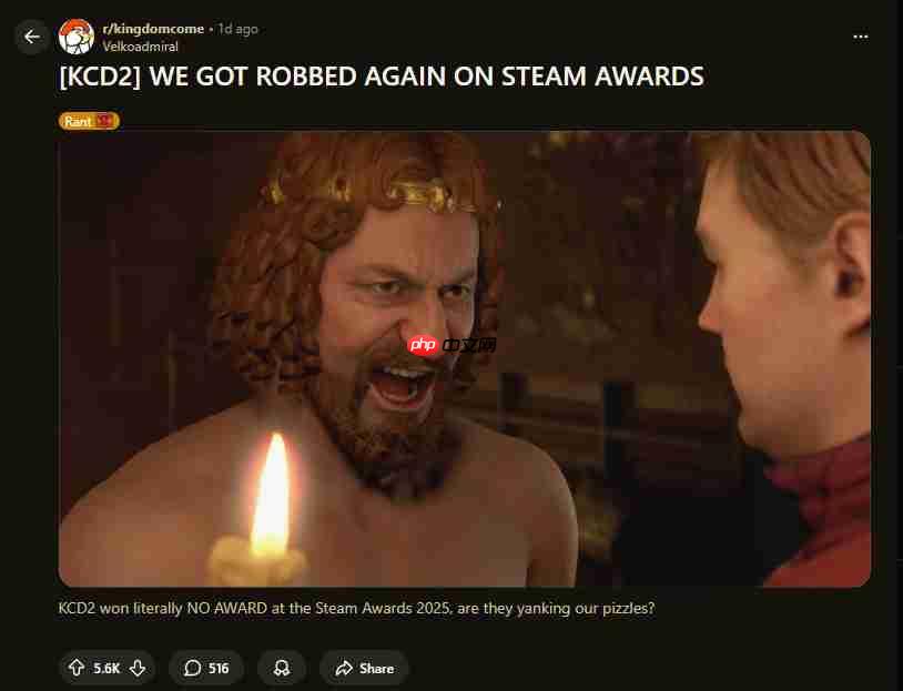 《天国：拯救2》Steam大奖再次空手而归 粉丝们很失望