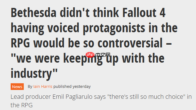 《辐射4》首席设计师：没想到给主角加上配音争议那么大