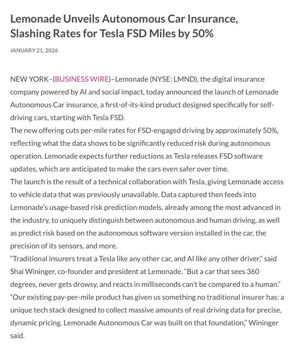 美国特斯拉保费减半：前提是让FSD开