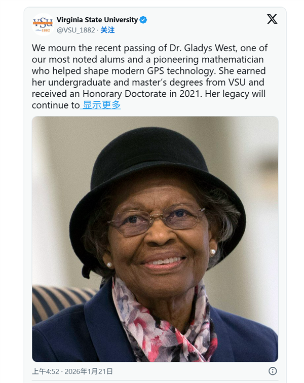 享年95岁！美国GPS之母去世：本人从不用GPS